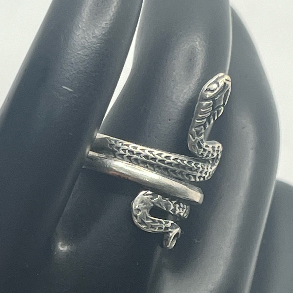 Snake serpent reptile wrap coiled ring sterling silver size 7 vintage - Picture 2 of 16